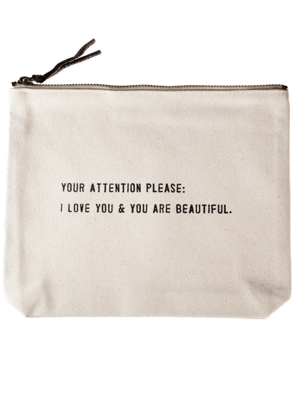 SugarBoo & Co “Your Attention Please” Canvas Zip Bag